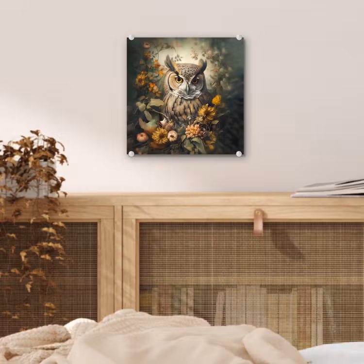 Uil - Vogels - Bloemen - Natuur plexiglas 5mm klein -sfeer4