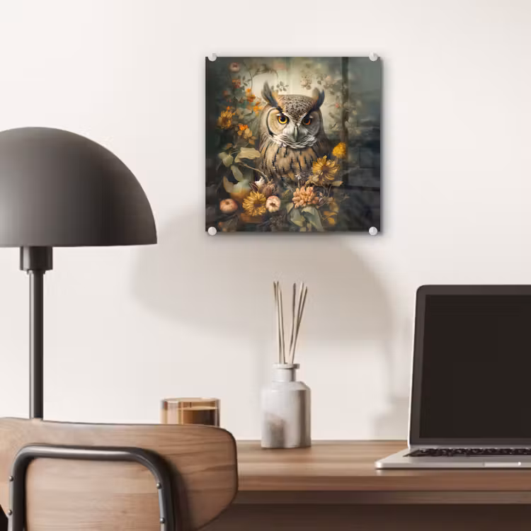 Uil - Vogels - Bloemen - Natuur plexiglas 5mm klein -sfeer6