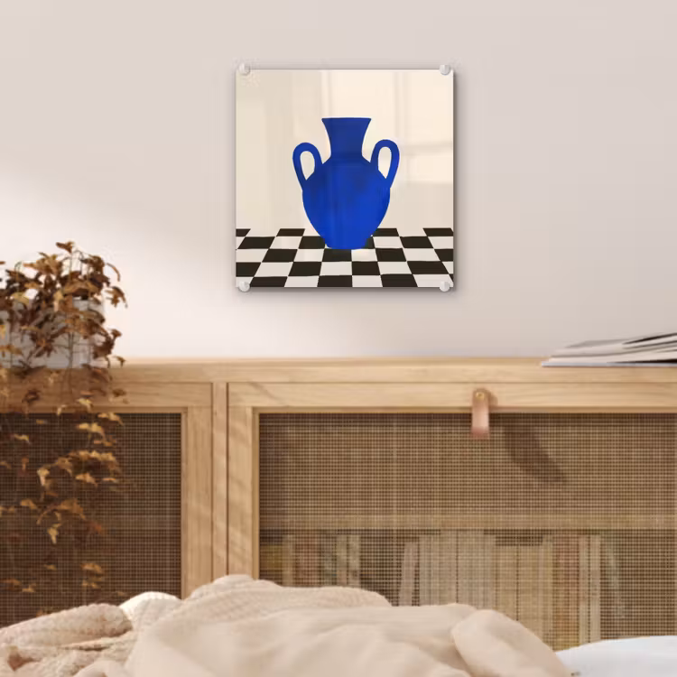 Vaas - Blauw - Geblokt - Modern plexiglas 5mm klein -sfeer4