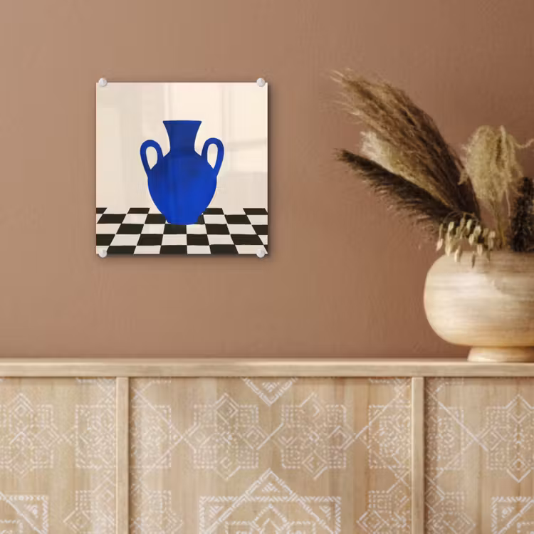 Vaas - Blauw - Geblokt - Modern plexiglas 5mm klein -sfeer5