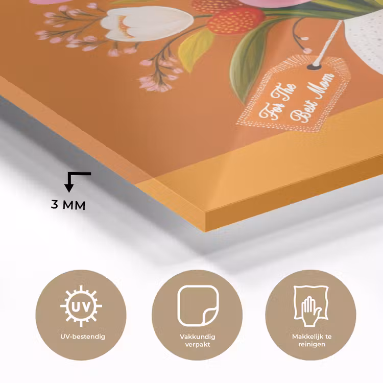 Vaas - Bloemen - Oranje plexiglas 5mm klein -sfeer2