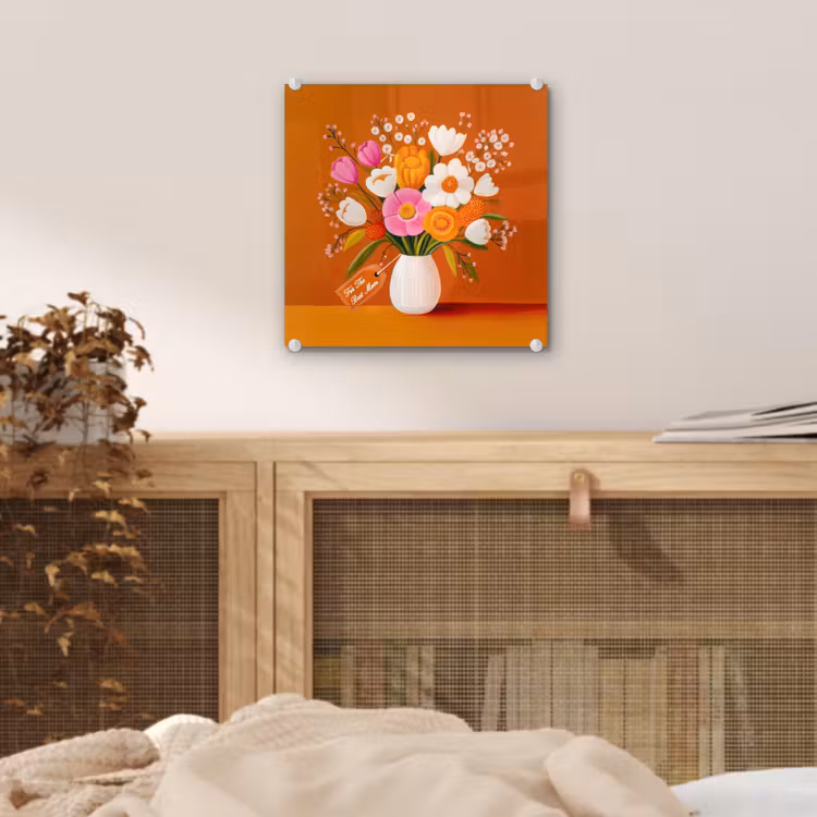 Vaas - Bloemen - Oranje plexiglas 5mm klein -sfeer4