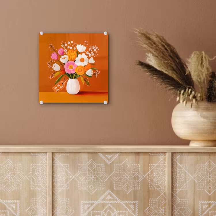 Vaas - Bloemen - Oranje plexiglas 5mm klein -sfeer5