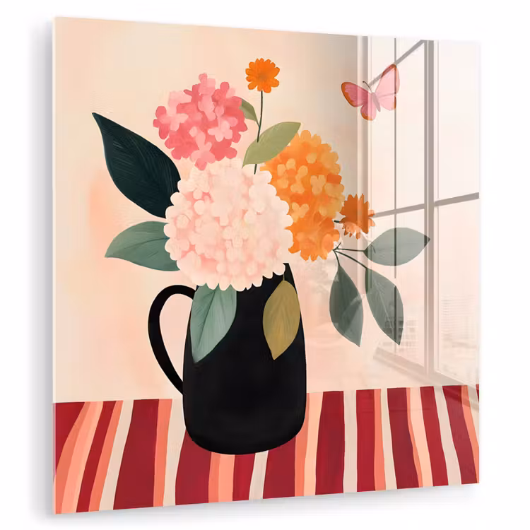Vaas - Bloemen - Vlinder - Rood plexiglas 5mm klein -zzzproduct_nieuw