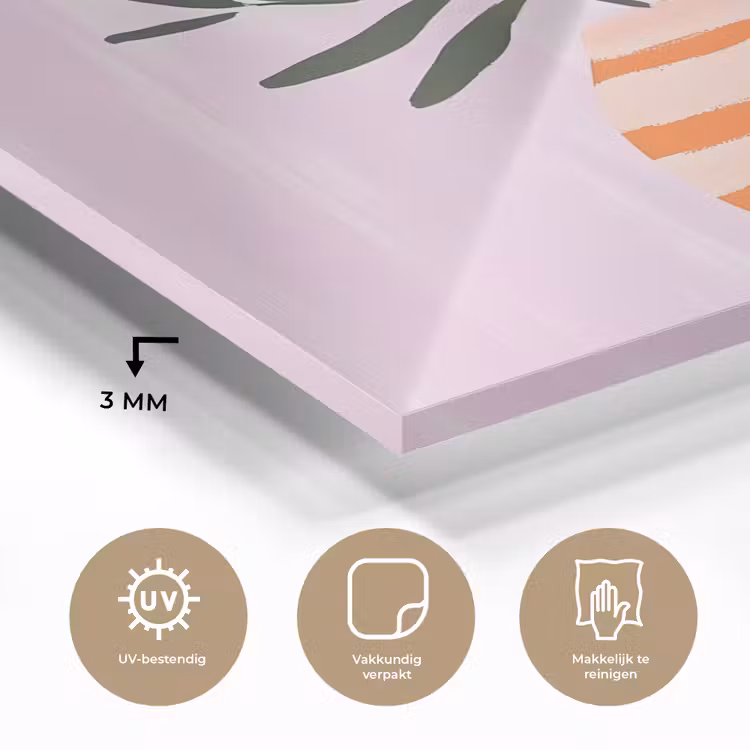 Vaas - Gestreept - Bloemen - Oranje plexiglas 5mm klein -sfeer2