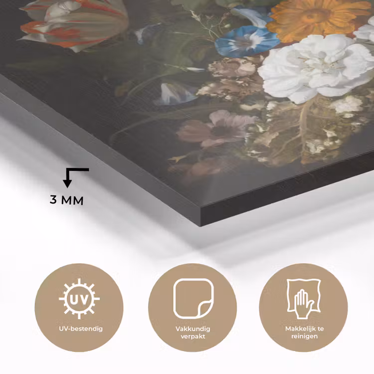 Vaas met bloemen - Schilderij van Rachel Ruysch plexiglas 5mm klein -sfeer2