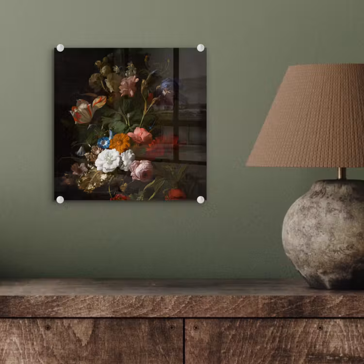 Vaas met bloemen - Schilderij van Rachel Ruysch plexiglas 5mm klein -sfeer3