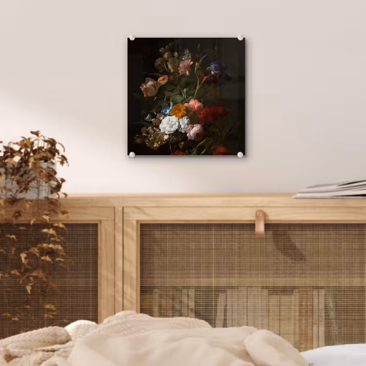 Vaas met bloemen - Schilderij van Rachel Ruysch plexiglas 5mm klein -sfeer4