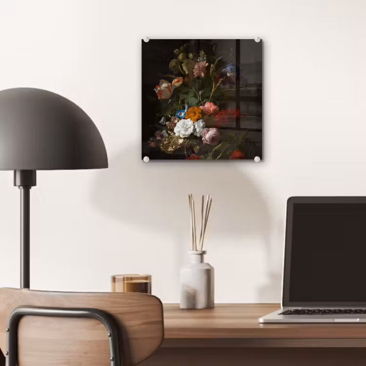 Vaas met bloemen - Schilderij van Rachel Ruysch plexiglas 5mm klein -sfeer6