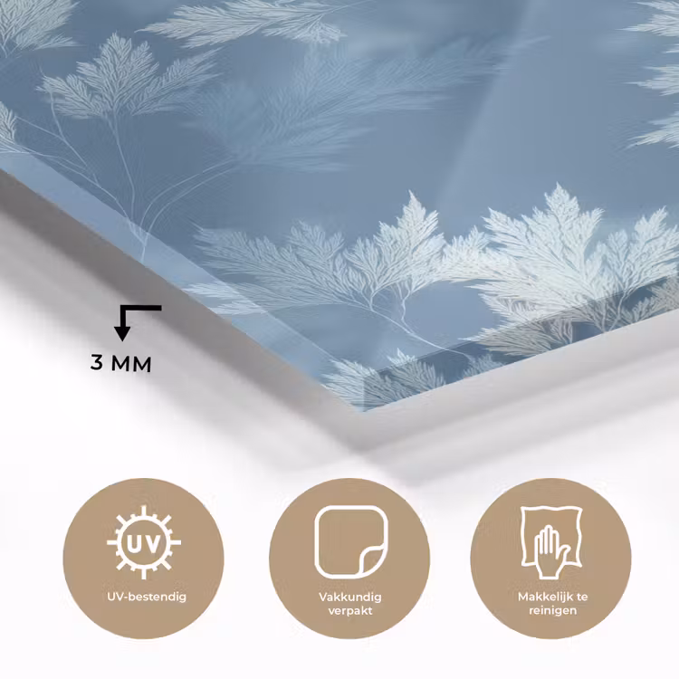Varen - Botanisch - Patroon - Grijsblauw plexiglas 5mm klein 11 -sfeer2