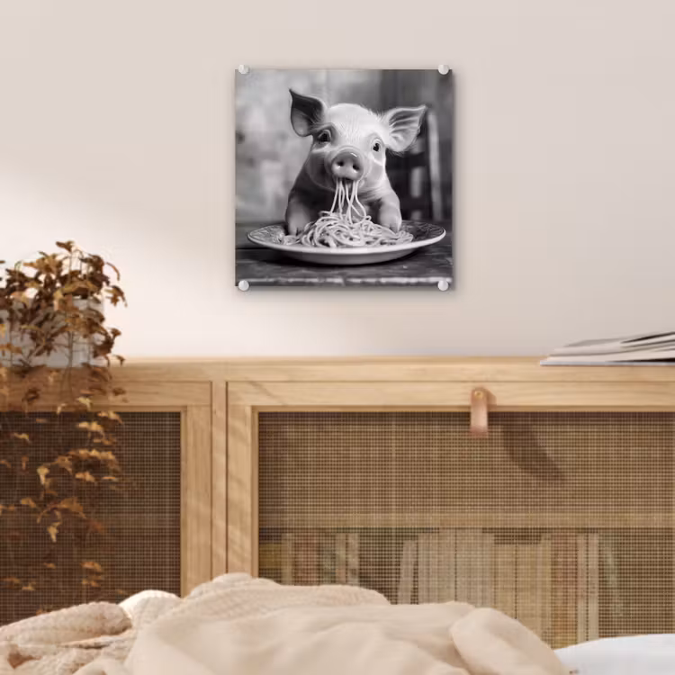 Varken - Schattig - Spaghetti - Zwart wit - Dier plexiglas 5mm klein -sfeer4