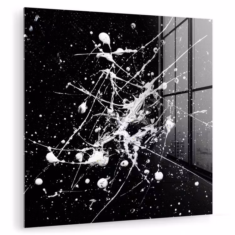 Verfspatten - Wit - Abstract - Explosie plexiglas 5mm klein -zzzproduct_nieuw