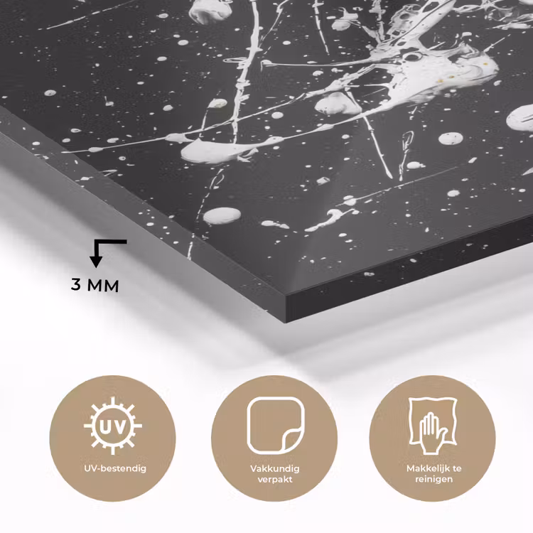 Verfspatten - Wit - Abstract - Explosie plexiglas 5mm klein -sfeer2