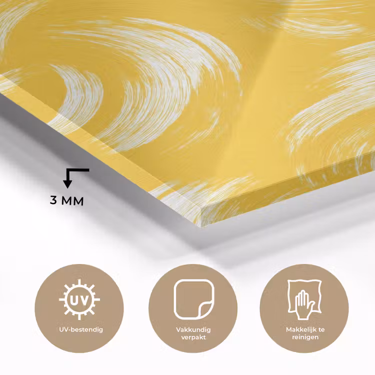 Verfstreken - Abstract - Dynamisch - Geel plexiglas 5mm klein 11 -sfeer2