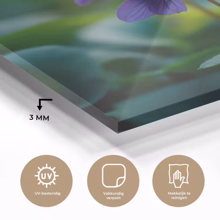 Viooltjes - Paars - Bloem - Bladeren plexiglas 5mm klein -sfeer2