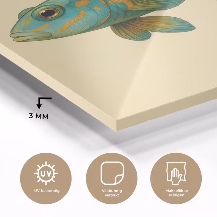 Vis - Blauw - Stippen - Schubben plexiglas 5mm klein -sfeer2