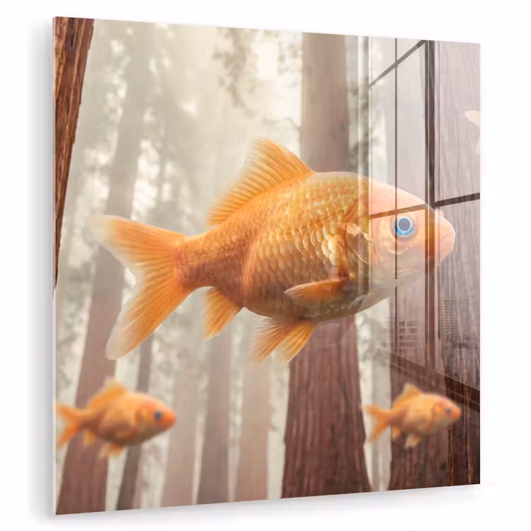 Glas schilderij - Vis - Bos - Fantasie - Vis - Bos - Fantasie plexiglas 5mm klein