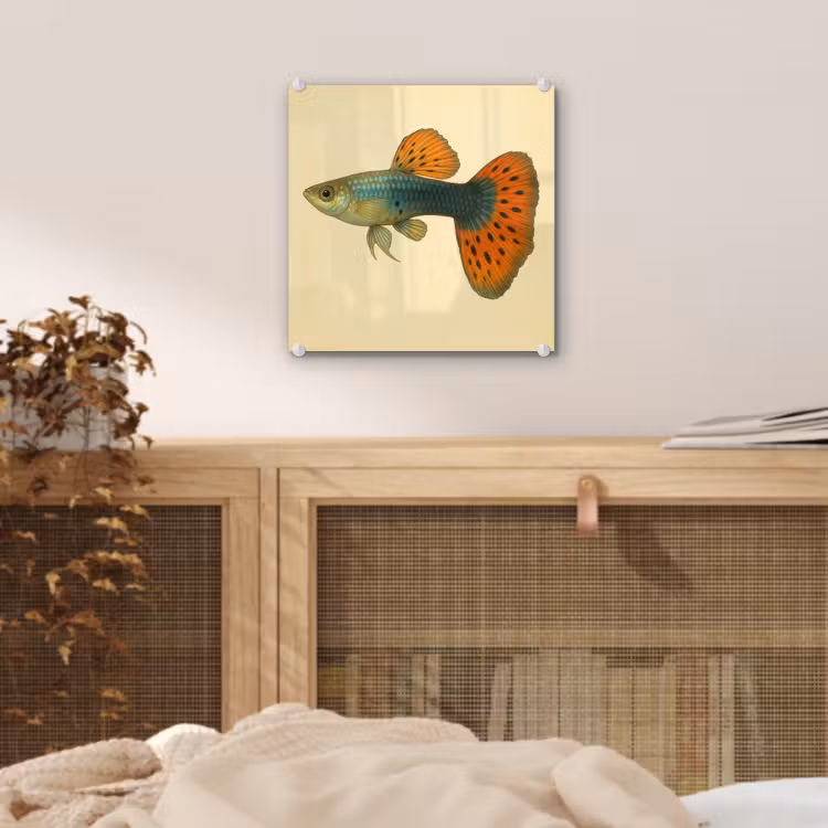 Vis - illustratie - Stippen - Oranje plexiglas 5mm klein -sfeer4