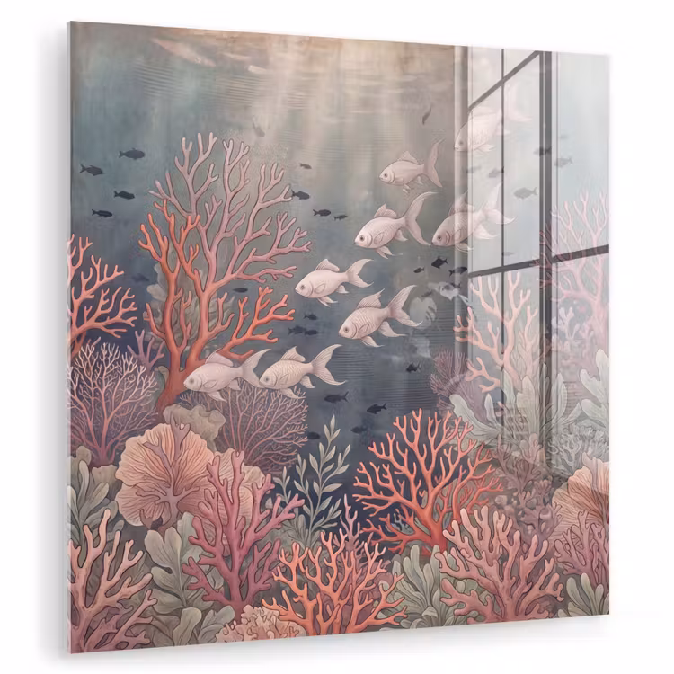 Vis - Koraal - Onderwater - Illustratie - Vintage plexiglas 5mm klein -zzzproduct_nieuw