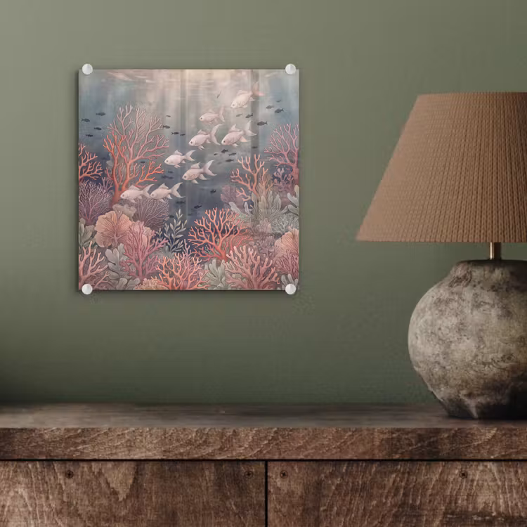Vis - Koraal - Onderwater - Illustratie - Vintage plexiglas 5mm klein -sfeer3
