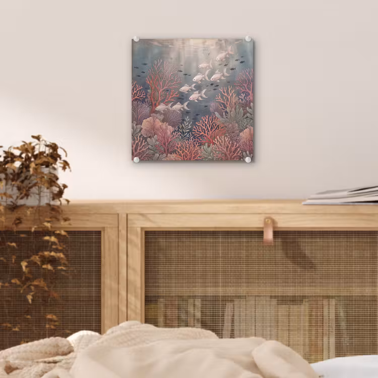 Vis - Koraal - Onderwater - Illustratie - Vintage plexiglas 5mm klein -sfeer4