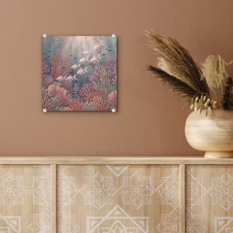 Vis - Koraal - Onderwater - Illustratie - Vintage plexiglas 5mm klein -sfeer5