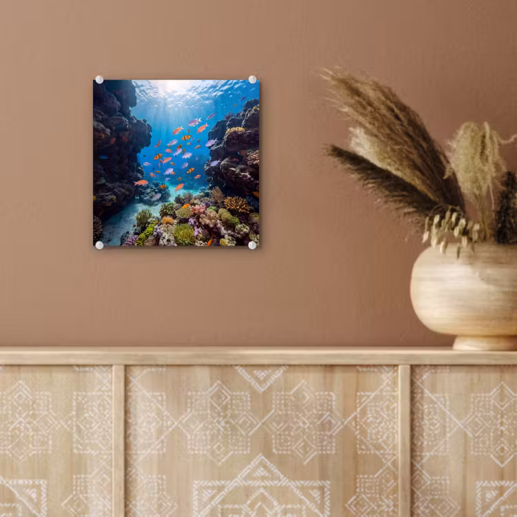 Vis - Koraalrif - Onderwater - Levendig - Blauw plexiglas 5mm klein -sfeer5