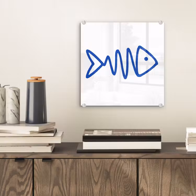 Vis - Minimalistisch - Blauw - Lijn plexiglas 5mm klein -sfeer1