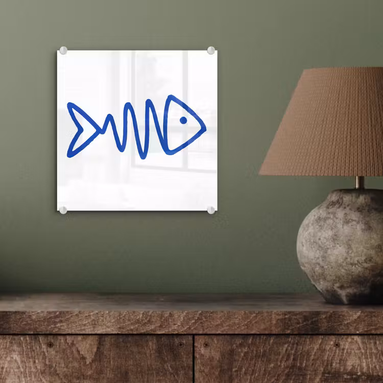 Vis - Minimalistisch - Blauw - Lijn plexiglas 5mm klein -sfeer3