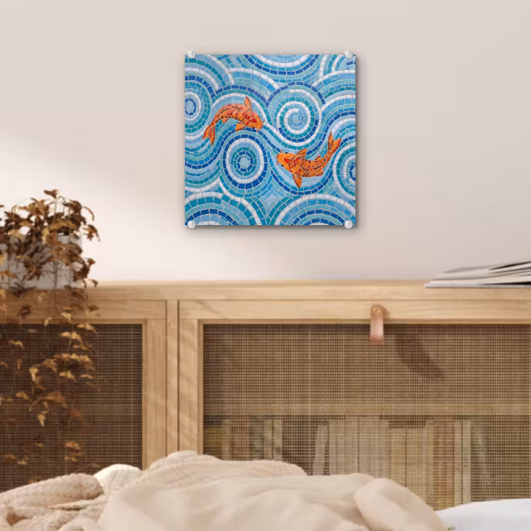 Vis - Mozaïek - Water - Decoratief - Blauw plexiglas 5mm klein -sfeer4
