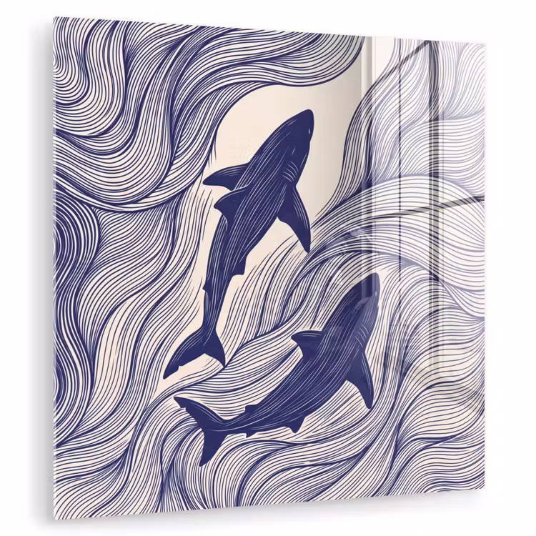 Vis - Oceaan - Lijntekening - Blauw - Dieren plexiglas 5mm klein -zzzproduct_nieuw