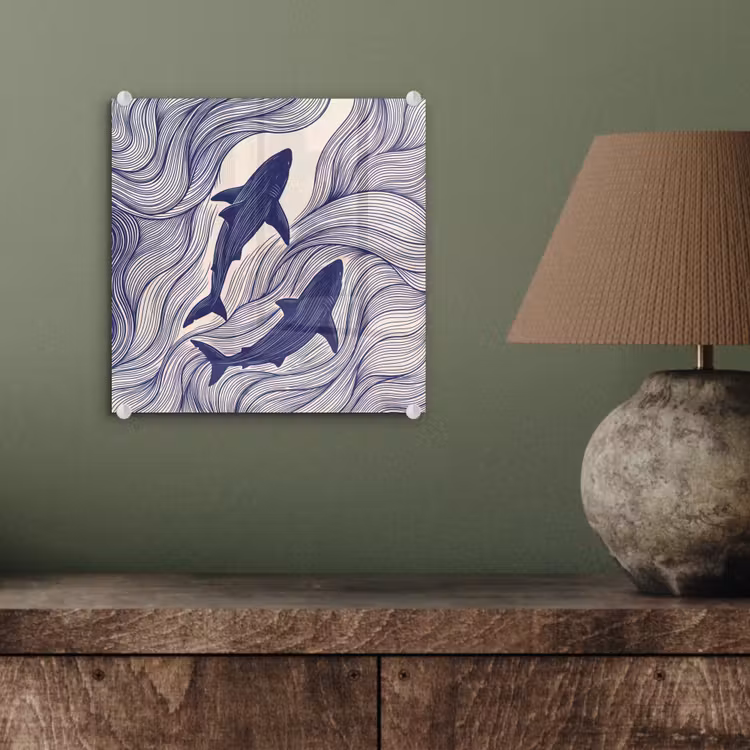 Vis - Oceaan - Lijntekening - Blauw - Dieren plexiglas 5mm klein -sfeer3