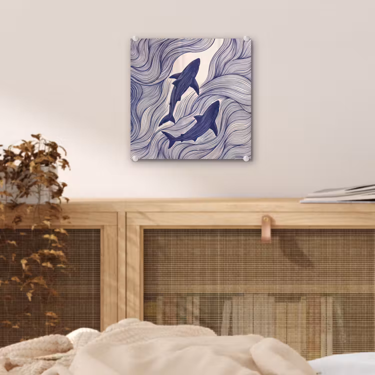 Vis - Oceaan - Lijntekening - Blauw - Dieren plexiglas 5mm klein -sfeer4