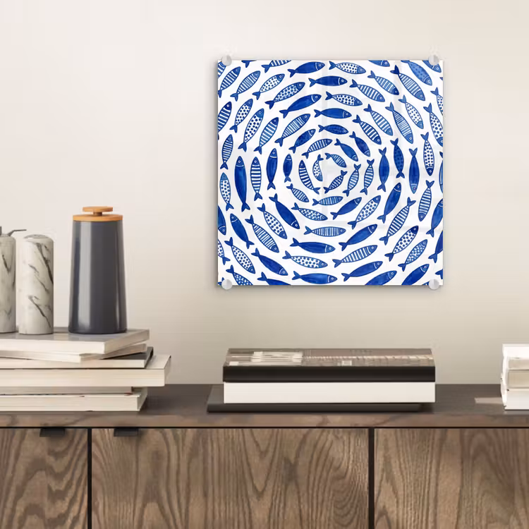 Vis - Patroon - Onderwater - Abstract - Blauw plexiglas 5mm klein -sfeer1