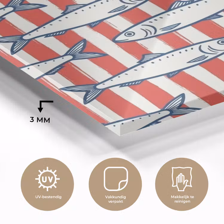 Vis - Patroon - Strepen - Illustratie - Rood plexiglas 5mm klein -sfeer2