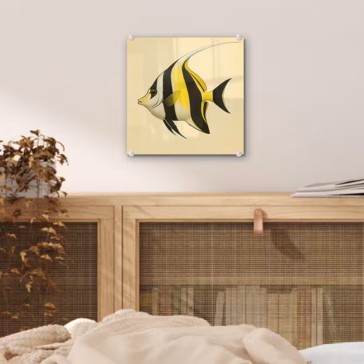 Vis - Sierlijk - Rugvin - Geel plexiglas 5mm klein -sfeer4