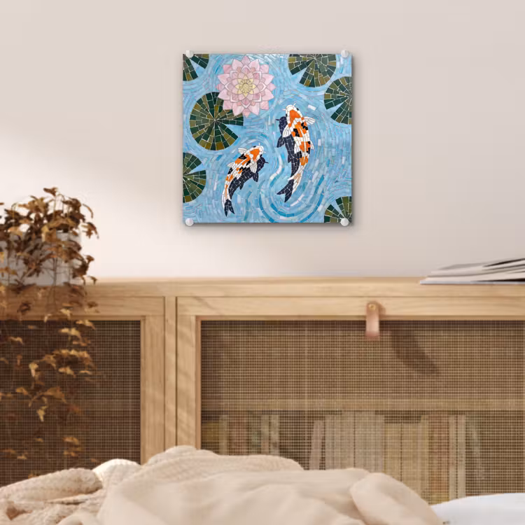 Vis - Water - Natuur - Mozaïek - Blauw plexiglas 5mm klein -sfeer4