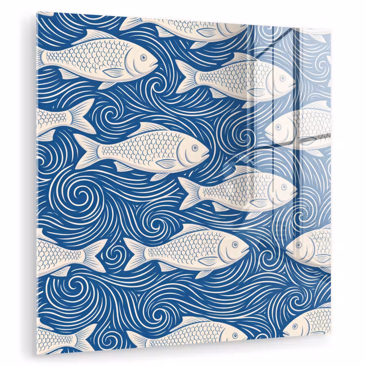 Vis - Water - Patroon - Grafisch - Blauw plexiglas 5mm klein -zzzproduct_nieuw