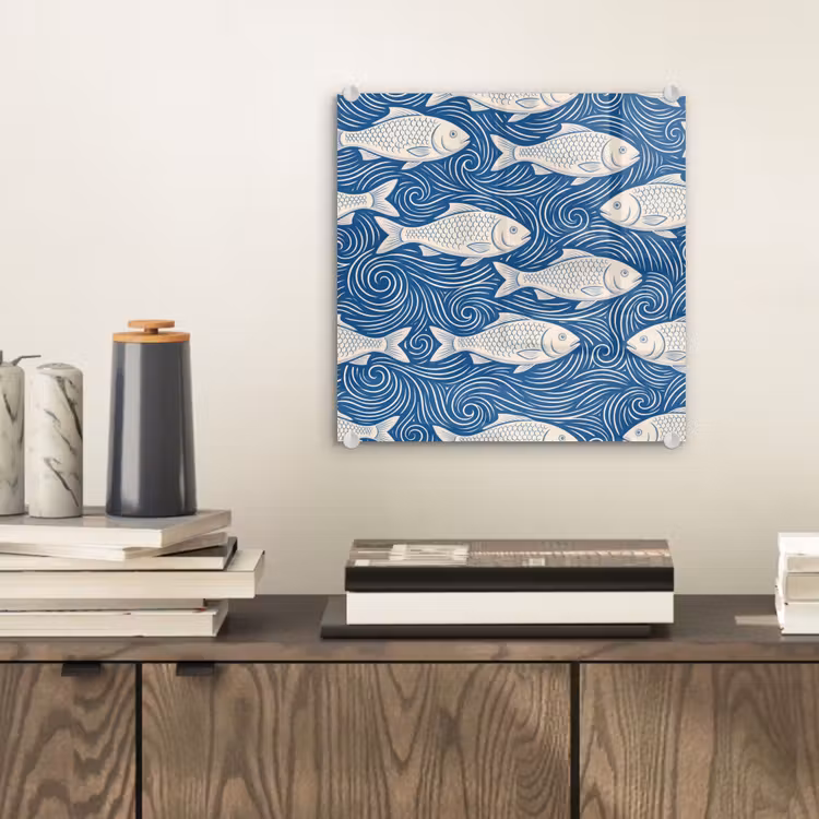 Vis - Water - Patroon - Grafisch - Blauw plexiglas 5mm klein -sfeer1