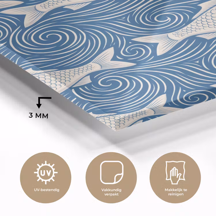 Vis - Water - Patroon - Grafisch - Blauw plexiglas 5mm klein -sfeer2