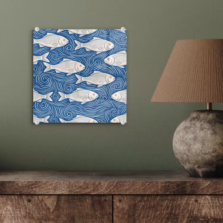 Vis - Water - Patroon - Grafisch - Blauw plexiglas 5mm klein -sfeer3