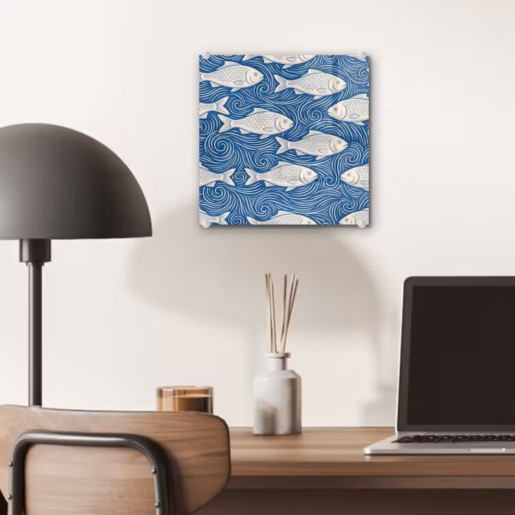 Vis - Water - Patroon - Grafisch - Blauw plexiglas 5mm klein -sfeer6