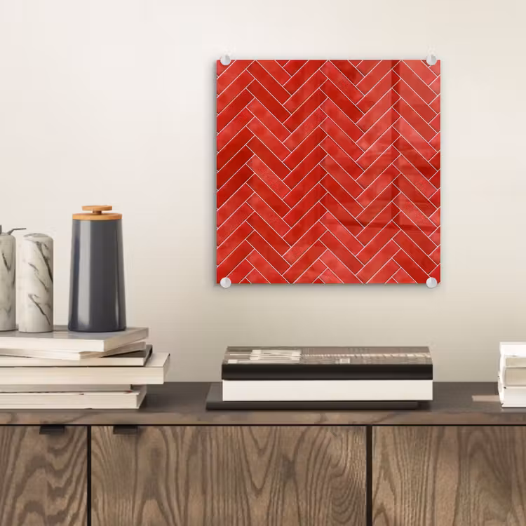 Visgraat - Tegel - Rood plexiglas 5mm klein 11 -sfeer1