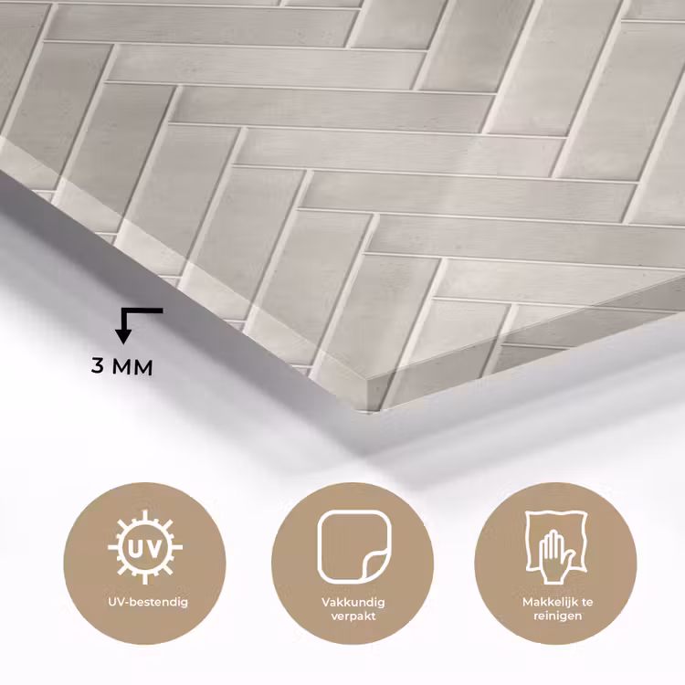 Visgraat - Wandtegel - Beige plexiglas 5mm klein 11 -sfeer2