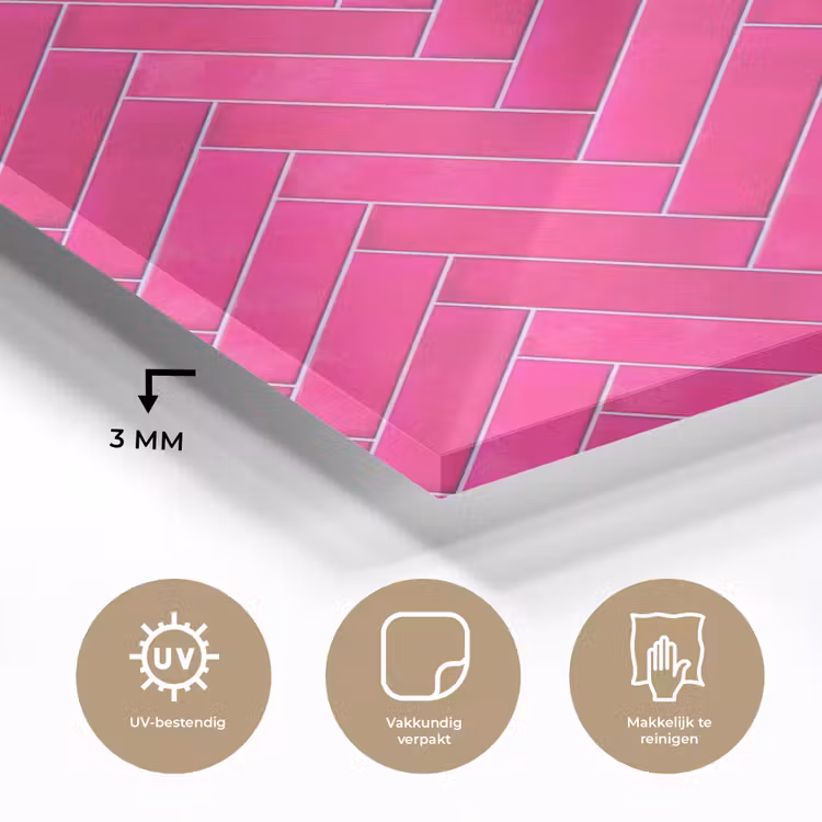 Visgraat - Wandtegel - Fuchsia - Roze plexiglas 5mm klein 11 -sfeer2