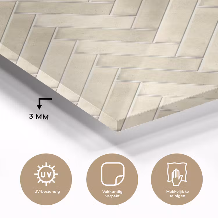 Visgraat - Wandtegel - Licht Beige plexiglas 5mm klein 11 -sfeer2