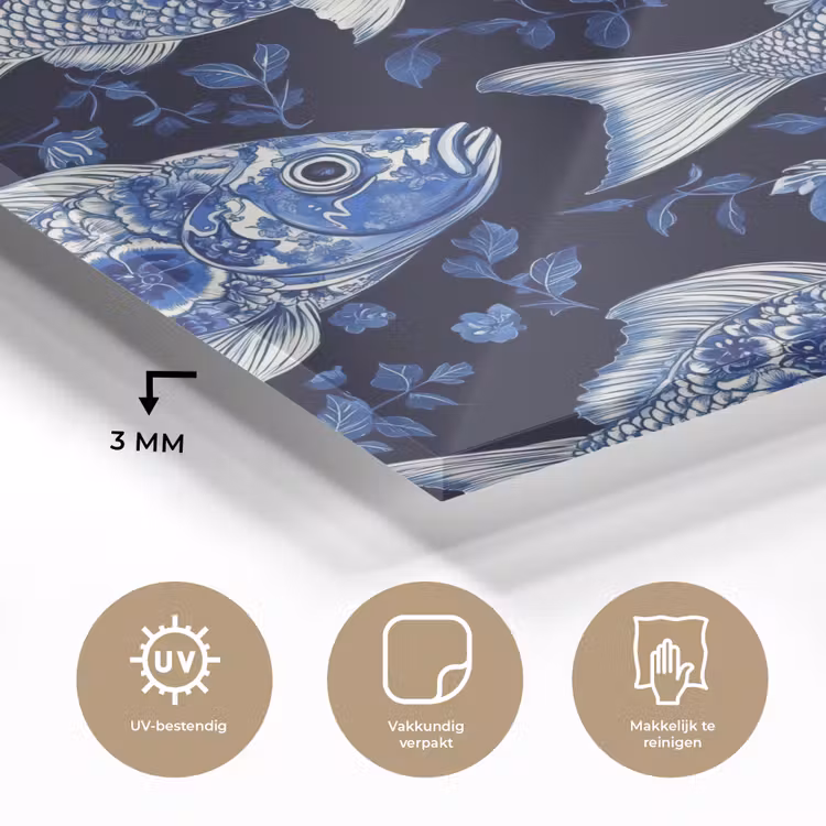Vissen - Bloemen - Blauw plexiglas 5mm klein 11 -sfeer2