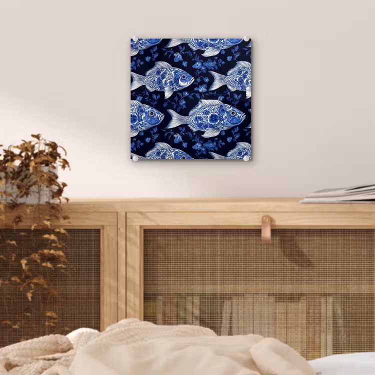 Vissen - Bloemen - Blauw plexiglas 5mm klein 11 -sfeer4