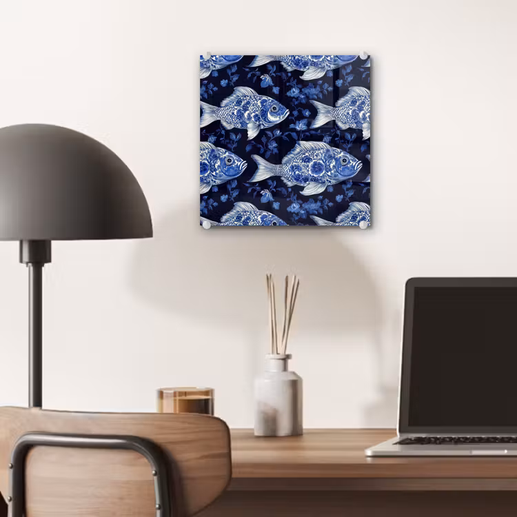 Vissen - Bloemen - Blauw plexiglas 5mm klein 11 -sfeer6