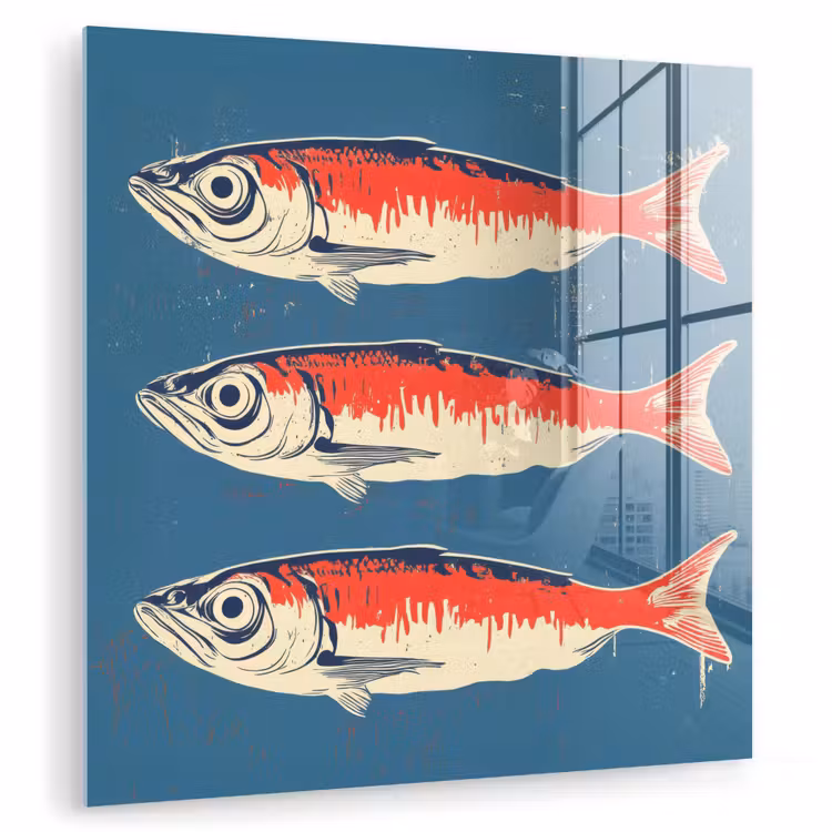 Vissen - Rood - Blauw plexiglas 5mm klein -zzzproduct_nieuw